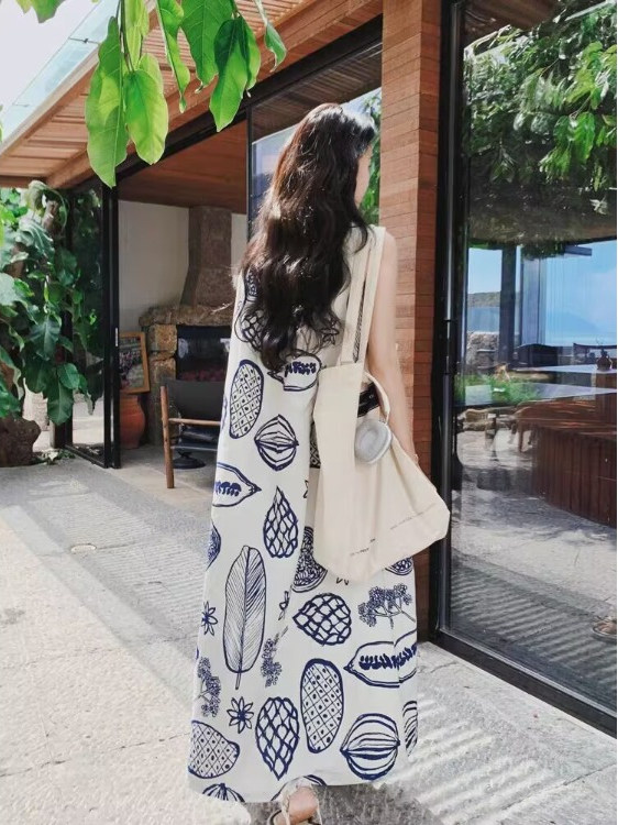Summer Clothing Tagline - Vestido de verano holgado con estampado