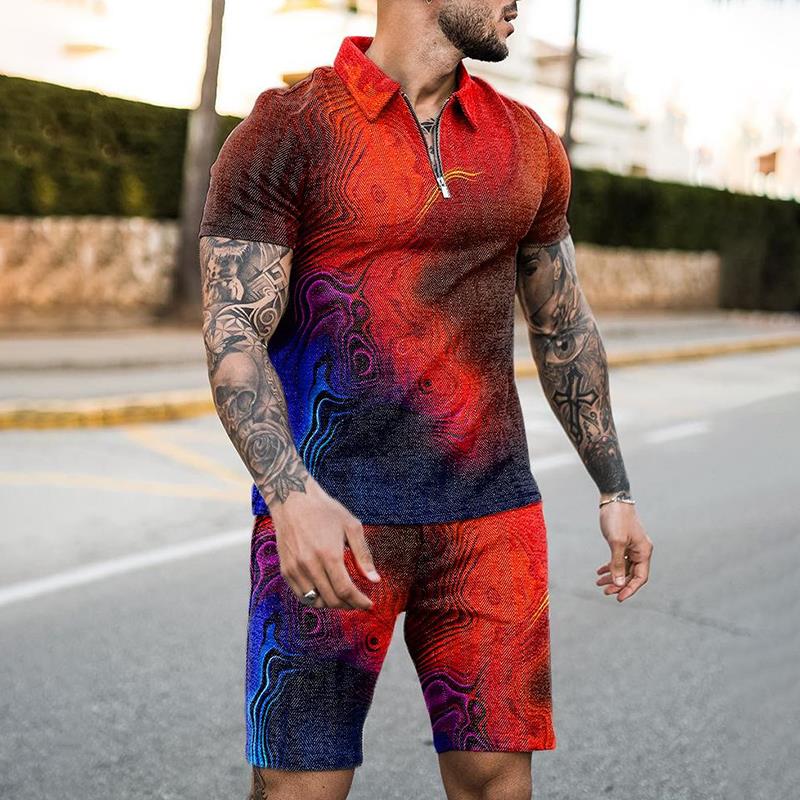 Summer Clothing Styles Men - Conjunto de Camiseta Polo con Cierre