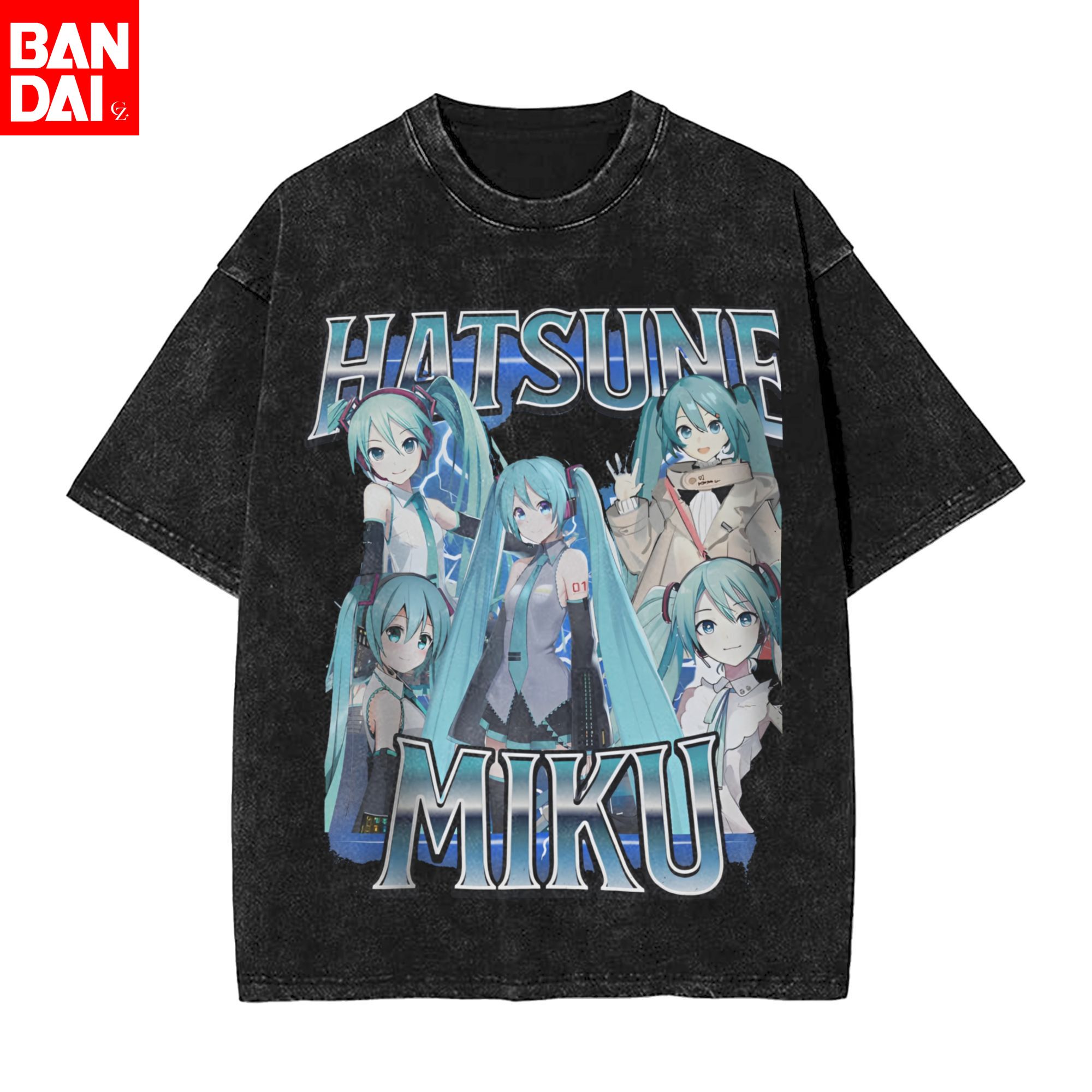 Japanese Summer Clothing Men - Camiseta Vintage Lavada de Anime Japonés