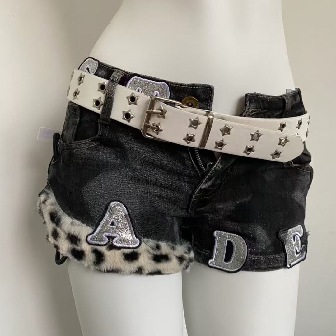 Summer Clothing Y2K - Y2k-pantalones cortos vaqueros con parches bordados