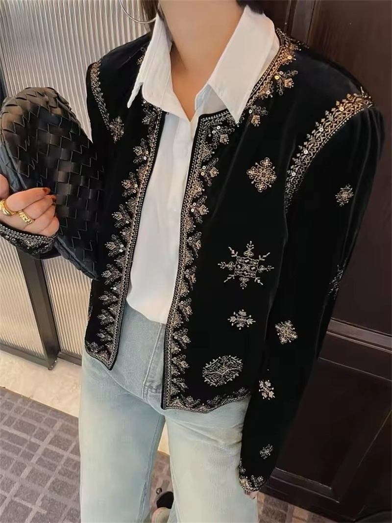 Crew Clothing Summer Jacket - Chaqueta negra bordada a la moda,