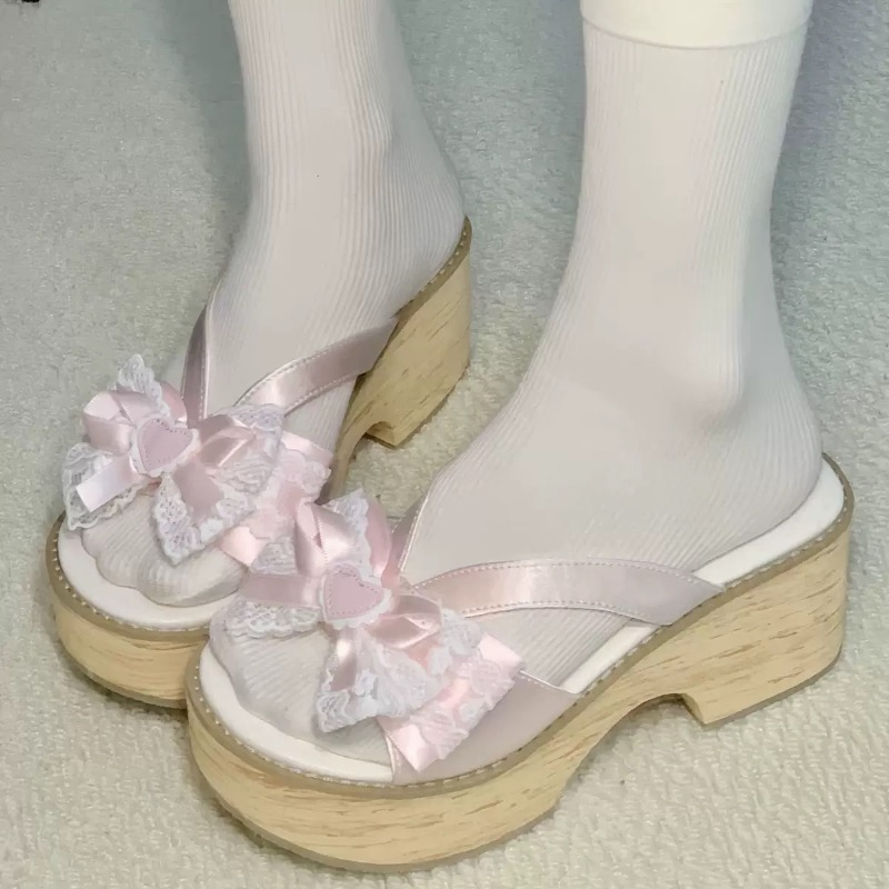 Summer Clothing Fabric - Sandalias de Plataforma con Suela Gruesa