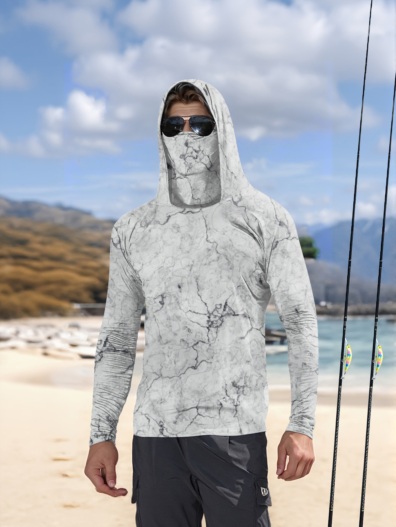 Summer Clothing Mens - Camisa de pesca con capucha para