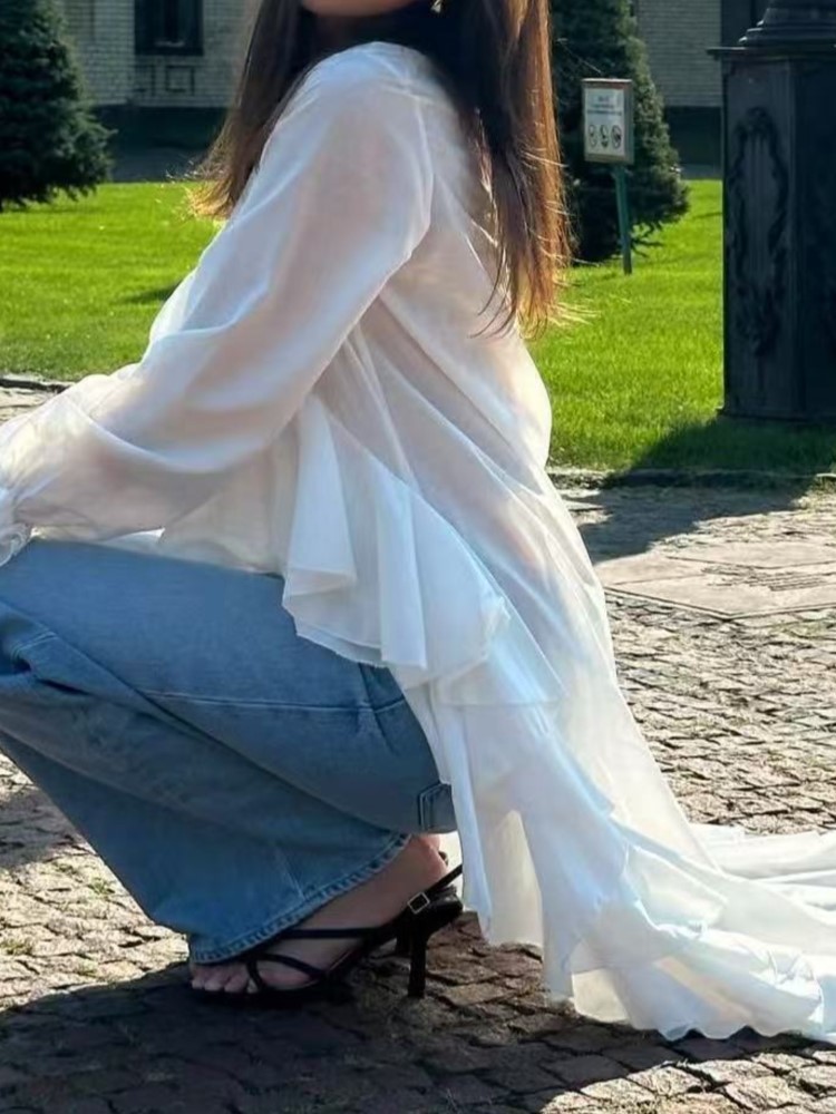 Camisa larga con volantes para - Summer Clothing Holiday reseña y precio