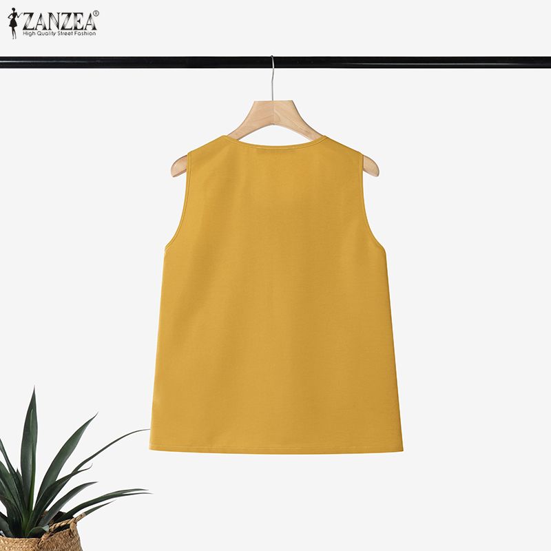 ZANZEA-Top sin mangas con vola - Summer Clothing Holiday reseña y precio