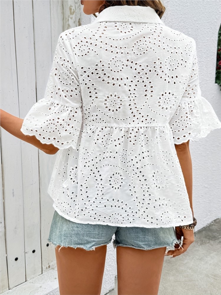 Camisa hueca de flores con gan - Summer Clothing Holiday reseña y precio