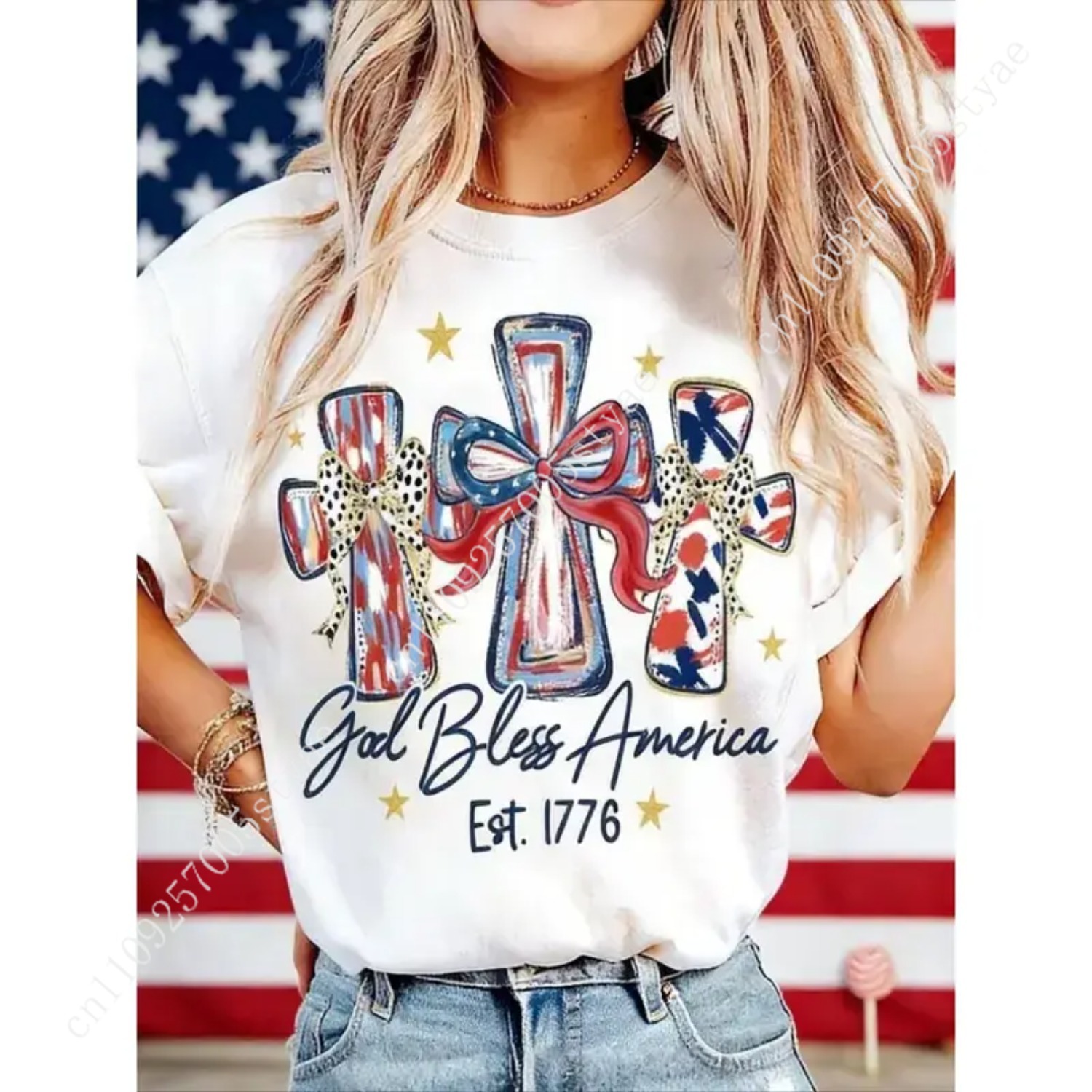 Camiseta para mujer God Bless  - Summer Quilt reseña y precio