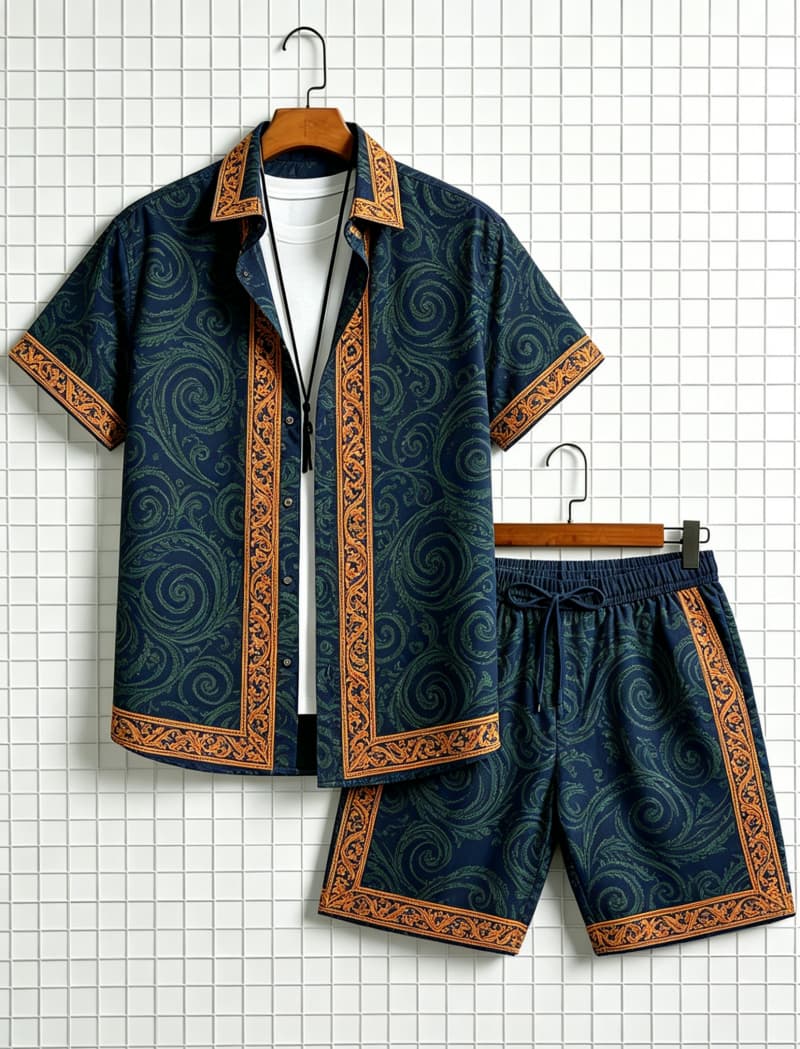 Conjunto de camisa de manga co - Summer Clothing Types reseña y precio