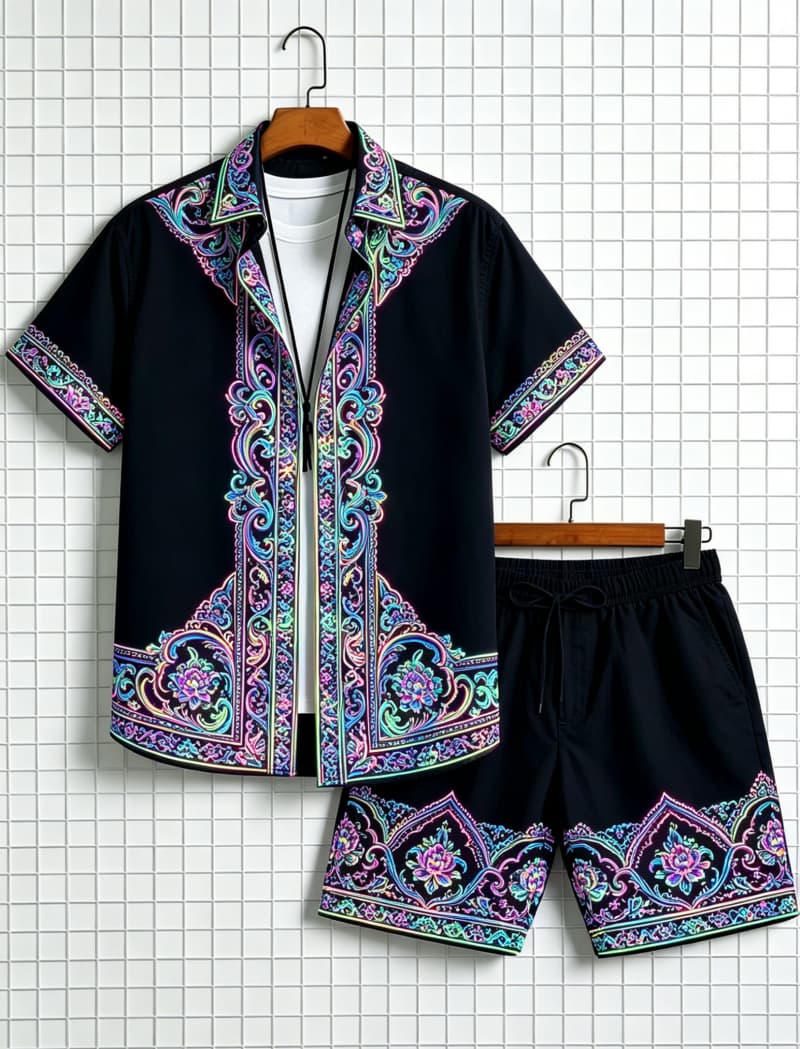 Conjunto de camisa de manga co - Summer Clothing Types reseña y precio