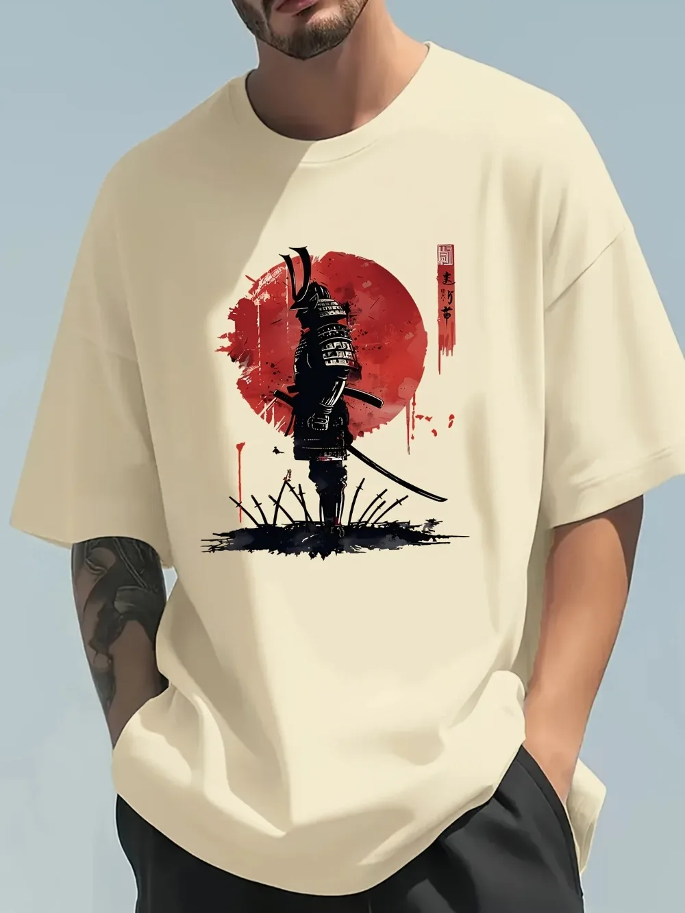 Camiseta informal holgada con  - Japanese Summer Clothing Men reseña y precio